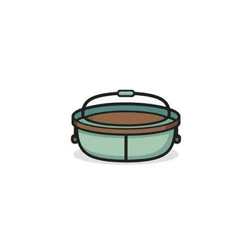 Minimalist illustration of a rustic cauldron, evoking culinary traditions a.. 스톡 일러스트