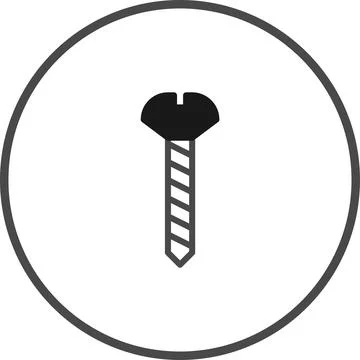 Minimalist illustration of a screw inside a circle, symbolizing constructio.. Stock Illustration