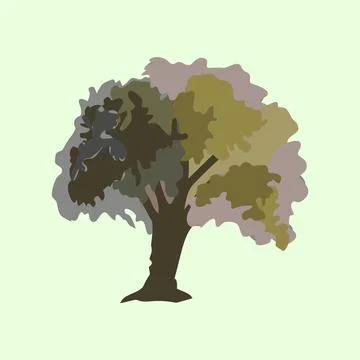 Minimalist illustration of a single tree with layered foliage Stock Illustration