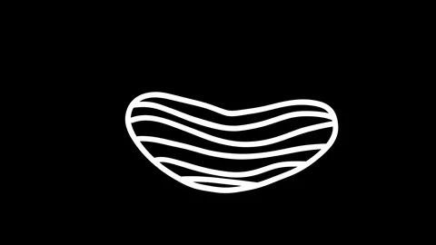 Minimalist illustration of a wavy bean shape on a black background, evoking.. Stock Footage 320023158