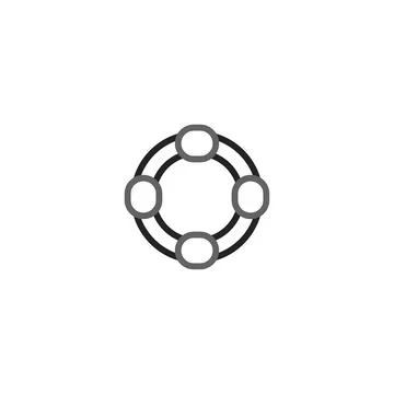 Minimalist interconnected circular network node design showcasing connectio.. Stock Illustration