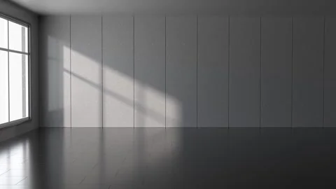 Minimalist interior design of empty office with sunlight moving across grey.. 스톡 동영상 327532146
