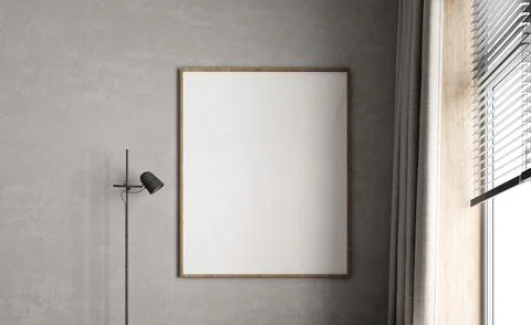 Minimalist interior design with empty picture frame beside a contemporary floor Stock Illustration