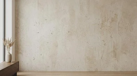 Minimalist interior design with empty wall. Fotos Stock