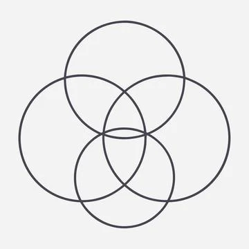 Minimalist Interlocking Circles Geometric Concept Stock Illustration