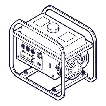 Minimalist Isometric Electric Generator Vector Illustration Stock Illustration