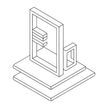 Minimalist Isometric Frame Structure Illustration for Design and Architecture Stock Illustration