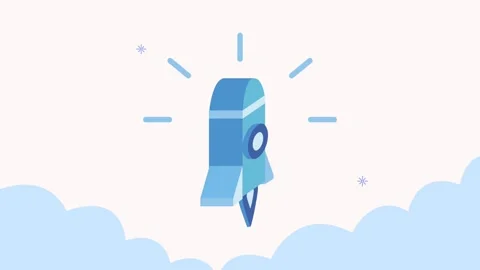 Minimalist isometric rocket launch animation showing business startup succe.. 動画素材 333298082