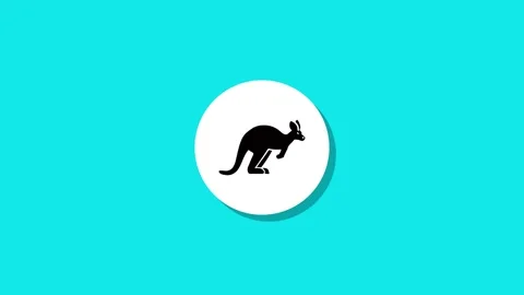 Minimalist kangaroo icon animation on bright turquoise background with circ.. Stock Footage 329273070