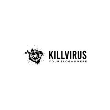 Minimalist KILLVIRUS target splash logo design Illustrazione stock