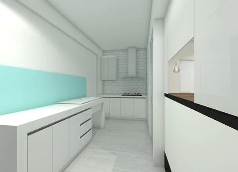 Minimalist Kitchen Concept without Material Furnishing Illustrazione stock