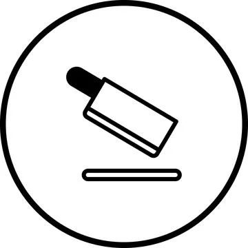 Minimalist kitchen icon featuring a cleaver about to chop on a cutting board Stock Illustration