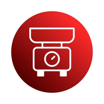 Minimalist kitchen scale icon on red background, suitable for use in kitche.. Stockillustratie