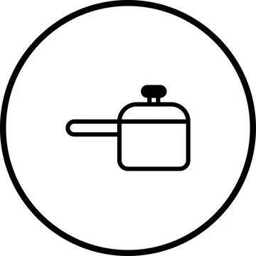 Minimalist Kitchenware Icon: Clean Line Drawing of a Cooking Pot in a Circle Illustration