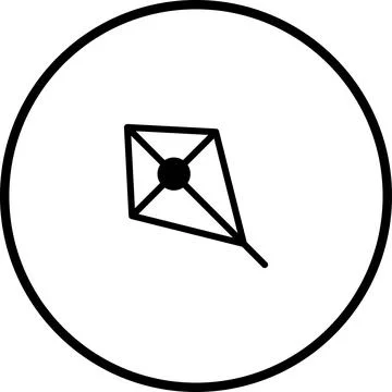 Minimalist Kite Icon within a Circle, Simple Outline Vector Illustration Desi Stock Illustration