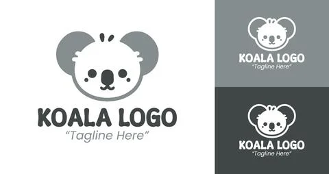 Minimalist Koala Logo with Simple Design 스톡 일러스트