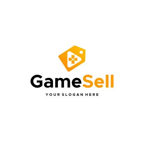 Minimalist label cursor play game logo design Stock Illustration