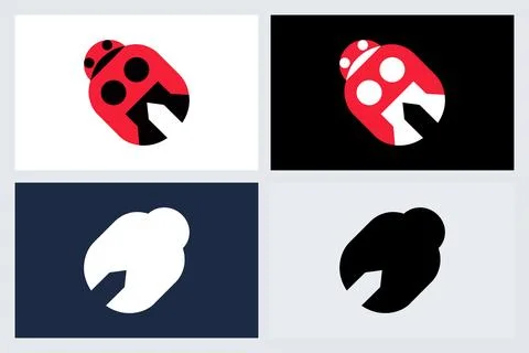 Minimalist Ladybug Logo Icon Vector Set Stock Illustration