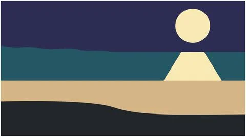 Minimalist landscape design featuring sun over horizon minimalist landscape Ilustração Stock