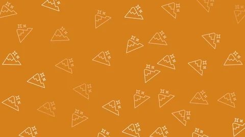 Minimalist Landscape Pattern with Mountains River and Moon on Orange Background Video stock 345539116