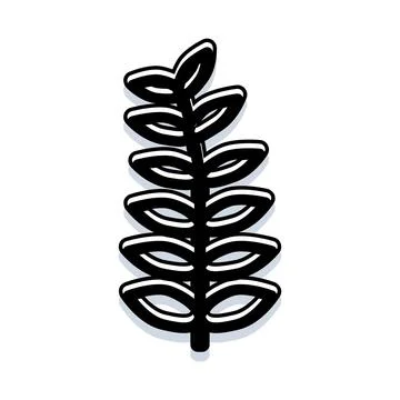 Minimalist leaf branch illustration with shadow effect Stock Illustration