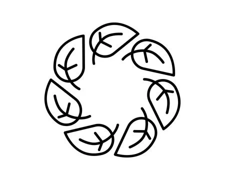 Minimalist leaf circle illustration. A simple, clean icon for nature, growt.. Stock Illustration