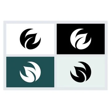 Minimalist Leaf Eco Logo Design Set Stock Illustration