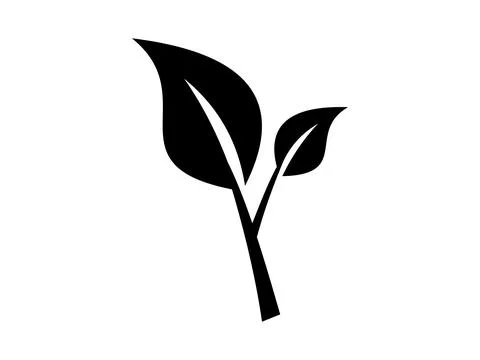 Minimalist Leaf Icon, Flat Botanical Vector Element Stock Illustration