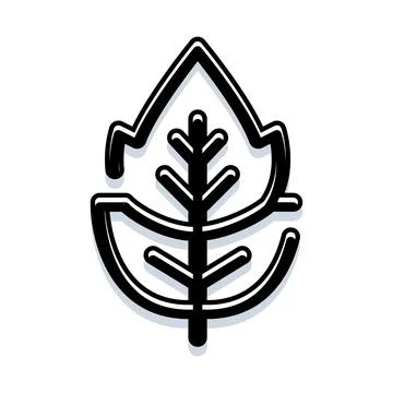 Minimalist leaf icon representing nature and ecology 库存插图