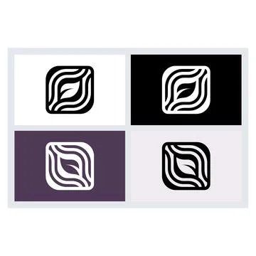 Minimalist Leaf Logo Design Set Stock Illustration