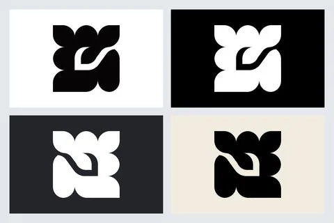 Minimalist Leaf Logo Icon Design Set Stock Illustration