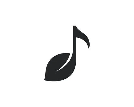 Minimalist Leaf Shaped Musical Note Black Icon Design Stock Illustration