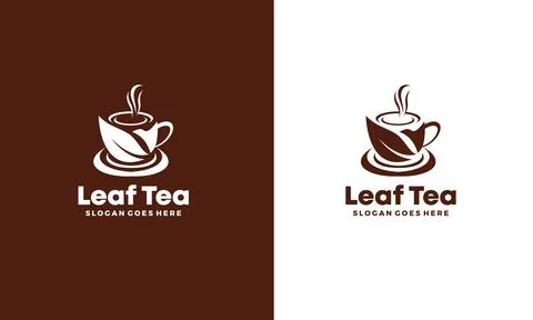 Minimalist Leaf Tea Cup Logo – Ideal for Tea Shops and Cafes. Stock Illustration