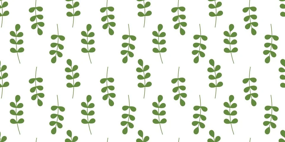 Minimalist Leafy seamless Pattern. Hand drawn leaves vector background. Ele.. Stock Illustration