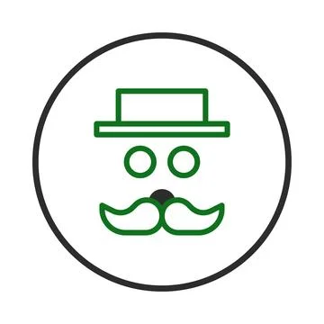 Minimalist leprechaun icon within a circular frame evoking festive charm an.. Stock Illustration