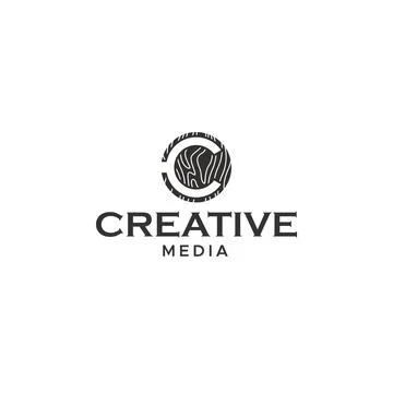 Minimalist Letter Mark CREATIVE MEDIA logo design Stock Illustration