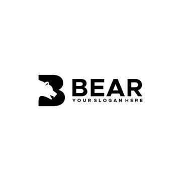 Minimalist Letter Mark Initial B BEAR Logo design Stock Illustration