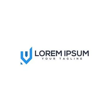 Minimalist Letter Mark Initial Blue logo design Stock Illustration