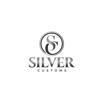 Minimalist Letter Mark SILVER CUSTOMS logo design Stock Illustration