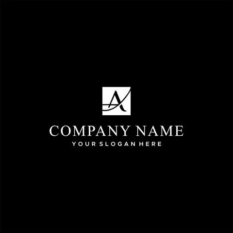 Minimalist lettermark initial A square logo design Stock Illustration