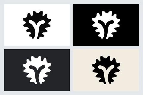 Minimalist Lettuce Leaf Icon Set Logo Vector Ilustración de archivo