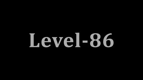 Minimalist level 86 text animation displayed in gray on solid black backgroun Video stock 337804980