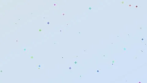 Minimalist light blue background with scattered colorful twinkling stars. C.. Stock Illustration