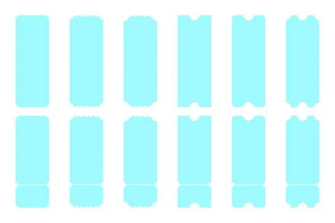 Minimalist light blue blank ticket vouchers with perforated edges with temp.. Stock Illustration
