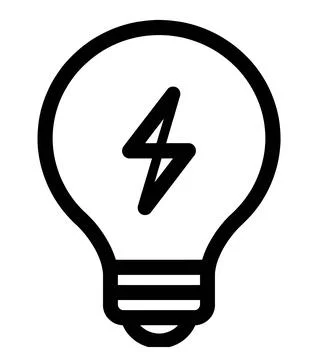 Minimalist Light Bulb Icon with Lightning Bolt Stock Illustration