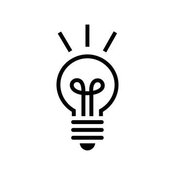 Minimalist Light Bulb Line Vector Icon Isolated On White Background Stock Illustration