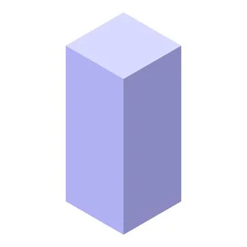 Minimalist light purple rectangular cube standing isolated on white backgroun Illustrazione stock