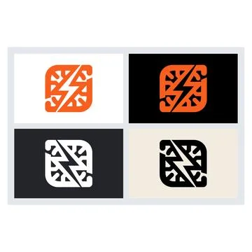 Minimalist Lightning Bolt Logo Icon Design Set Stock-Illustration