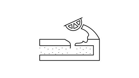 Minimalist Line Art Animation of a Slice of Layer Cake with Lemon Topping Stock Footage 345826778