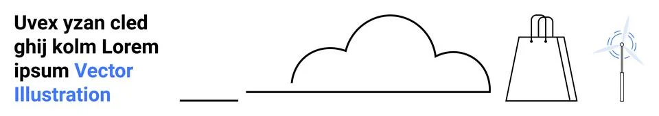 Minimalist Line Art Conceptualizing Ecommerce and Cloud Storage with Wind E.. Stock Illustration